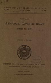 Cover of: Tests of reinforced concrete beams by Arthur Newell Talbot