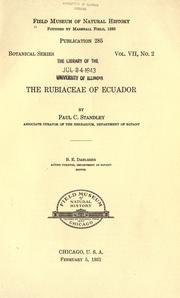 Cover of: The Rubiaceae of Ecuador