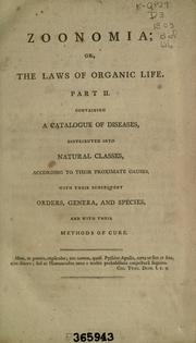 Cover of: Zoonomia; or, The Laws of Organic Life ... by Erasmus Darwin