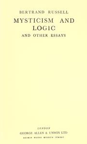 Cover of: Mysticism and logic and other essays by Bertrand Russell