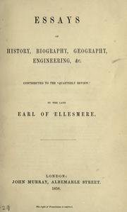 Cover of: Essays on history, biography, geography, engineering, etc.