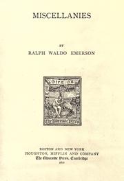 Miscellanies by Ralph Waldo Emerson