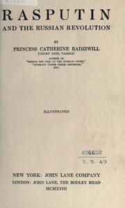 Cover of: Rasputin and the Russian Revolution. by Catherine Radziwiłł