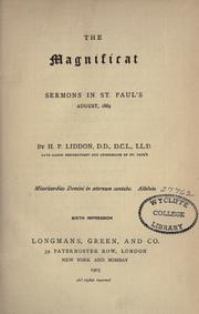 Cover of: The Magnificat: Sermons in St. Paul's, August, 1889.