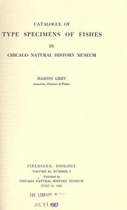 Cover of: Catalogue of type specimens of fishes in Chicago Natural History Museum