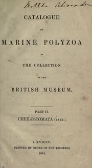 Cover of: Catalogue of marine Polyzoa in the collection of the British museum