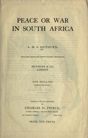 Cover of: Peace or war in South Africa