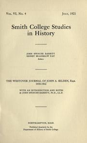 Cover of: The Westover journal of John A. Selden, esqr., 1858-1862 by Selden, John Armistead
