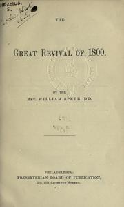 Cover of: The great revival of 1800