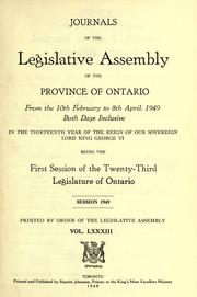 Cover of: Journals of the Legislative Assembly of the Province of Ontario