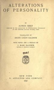 Cover of: Alterations of personality by Alfred Binet