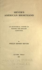 Cover of: Siever's American shorthand