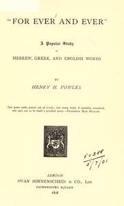 Cover of: "For ever and ever" by Henry H. Vowles