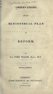 Cover of: Observations on the ministerial plan of reform