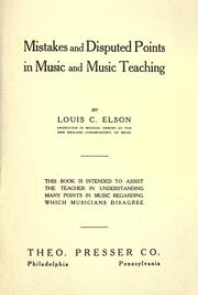 Cover of: Mistakes and disputed points in music and music teaching