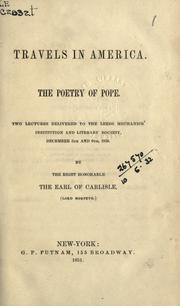 Cover of: Travels in America; The poetry of Pope
