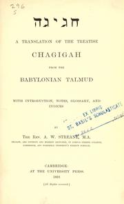 Cover of: Ḥagigah. by Talmud. Hagigah. English.