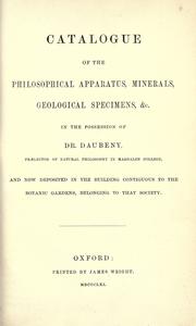 Cover of: Catalogue of the philosophical apparatus, minerals, geological specimens, & c. in the possession of Dr. Daubeny by Daubeny, Charles