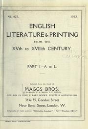 Cover of: ...English literature & printing from the XVth to XVIIth century... by Maggs Bros.