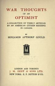 Cover of: War thoughts of an optimist by Benjamin Apthorp Gould