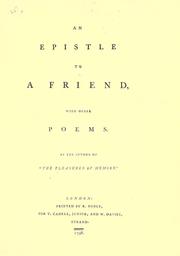 Cover of: An epistle to a friend: with other poems