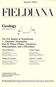 Cover of: The ear region in Xenarthrans ( = Edentata: Mammalia). by Patterson, Bryan