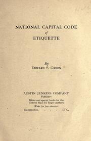 Cover of: National capital code of etiquette