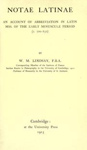 Cover of: Notae latinae by W. M. Lindsay