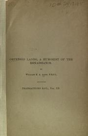 Cover of: Ortensio Lando: a humorist of the renaissance.