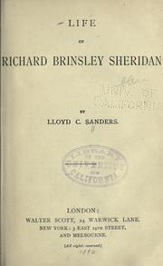 Cover of: Life of Richard Brinsley Sheridan