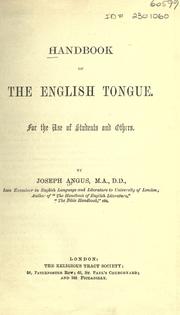 Cover of: Handbook of the English tongue for the use of students and others.