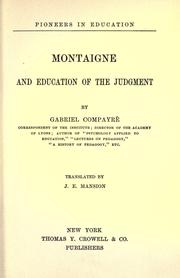 Cover of: Montaigne and education of the judgment