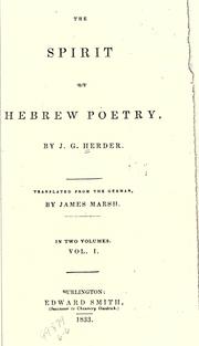 Cover of: The spirit of Hebrew poetry by Johann Gottfried Herder