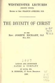Cover of: The divinity of Christ by Joseph Rickaby