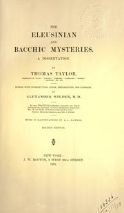Cover of: The Eleusinian and Bacchic mysteries by Taylor, Thomas