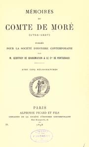 Cover of: Memories du comte de More (1758-1837): Pub. pour la Societe d'historie contemporaine