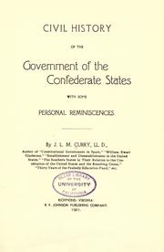 Cover of: Civil history of the government of the Confederate States