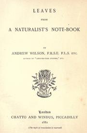 Cover of: Leaves from a naturalist's notebook.