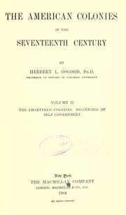 Cover of: The American colonies in the seventeenth century by Herbert L. Osgood