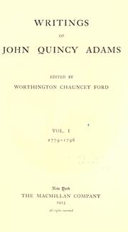 Cover of: Writings of John Quincy Adams by John Quincy Adams