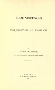 Cover of: Reminiscences by Mattson, Hans