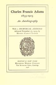 Cover of: Charles Francis Adams, 1835-1915 by Charles Francis Adams Jr.