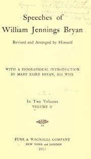 Cover of: Speeches of William Jennings Bryan