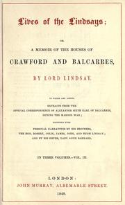 Lives of the Lindsays by Alexander William Crawford Lindsay