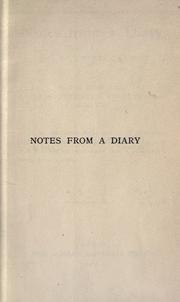 Cover of: Notes from a diary, 1896 to January 23, 1901.