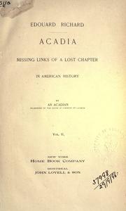 Cover of: Acadia: missing links of a lost chapter in American history