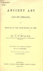 Cover of: Ancient art and its remains by Karl Otfried Müller
