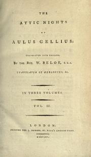 Cover of: The Attic nights of Aulus Gellius
