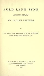 Cover of: Auld lang syne: Second series: My Indian friends