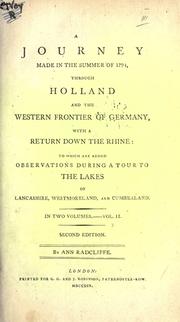 Cover of: A journey made in the summer of 1794, through Holland and the western frontier of Germany, with a return down the Rhine